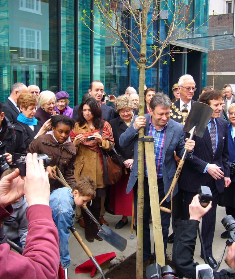 Alan Titchmarsh plants NHS Forest trees on Bolsover Street