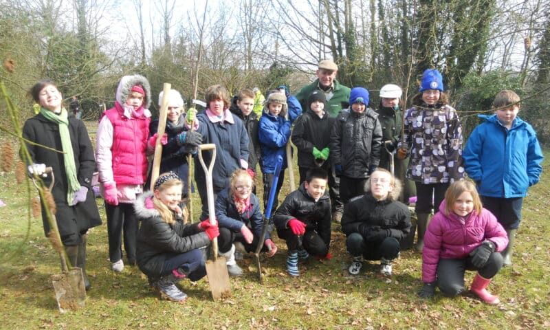 School children plant trees at Horton Hospital