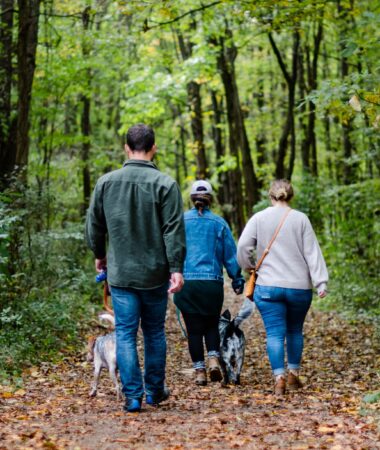 Family in woodland
