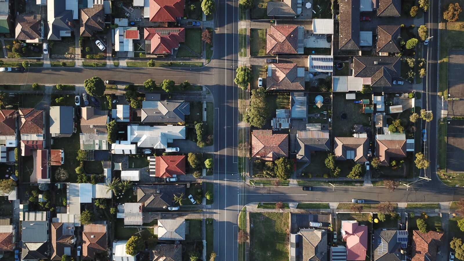 Aerial view of a city suburb