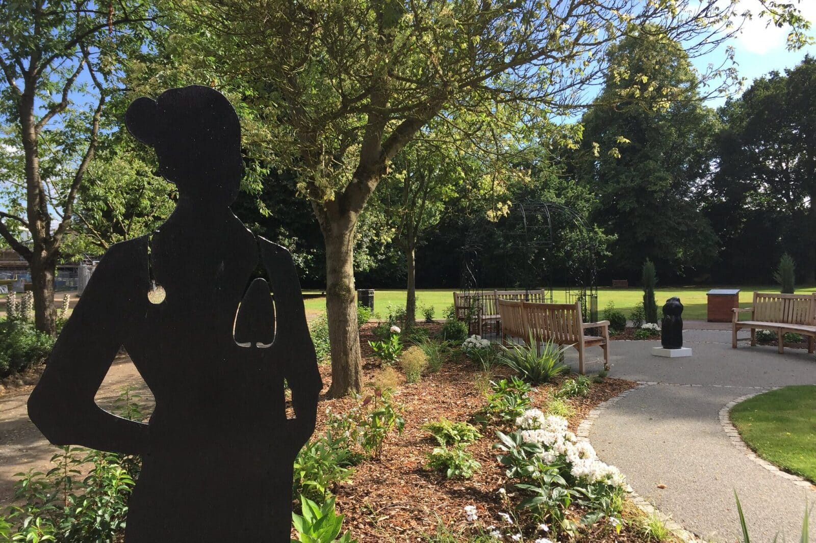 The memorial garden at Broomfield Hospital, Essex