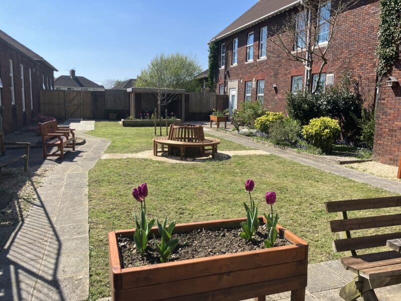 Courtyard garden at Gorseinon Hospital. All rights reserved.