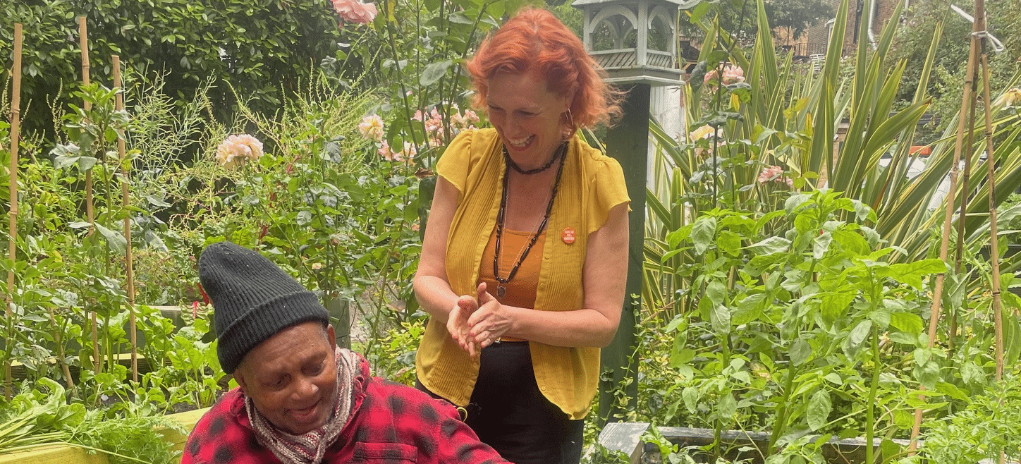 Emma Myers with patient during horticultural therapy session. All rights reserved.