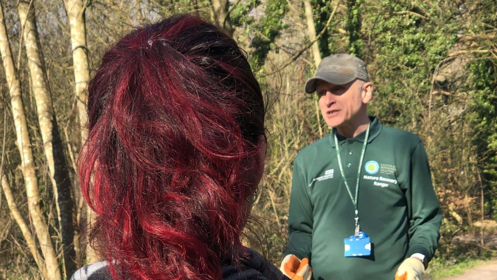 Nature recovery Ranger Nick White in Bluebell Woods, Aintree Hospital. Photo: CSH 2025. Attribution 4.0 International (CC BY 4.0).