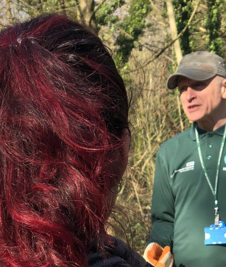 Nature recovery Ranger Nick White in Bluebell Woods, Aintree Hospital. Photo: CSH 2025. Attribution 4.0 International (CC BY 4.0).
